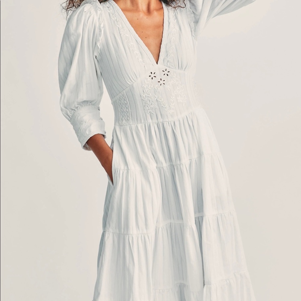 LoveShackFancy White Midi Dress